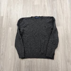 Polo Ralph Lauren Sweater Women's XL Gray Cable Knit Cashmere Wool Preppy